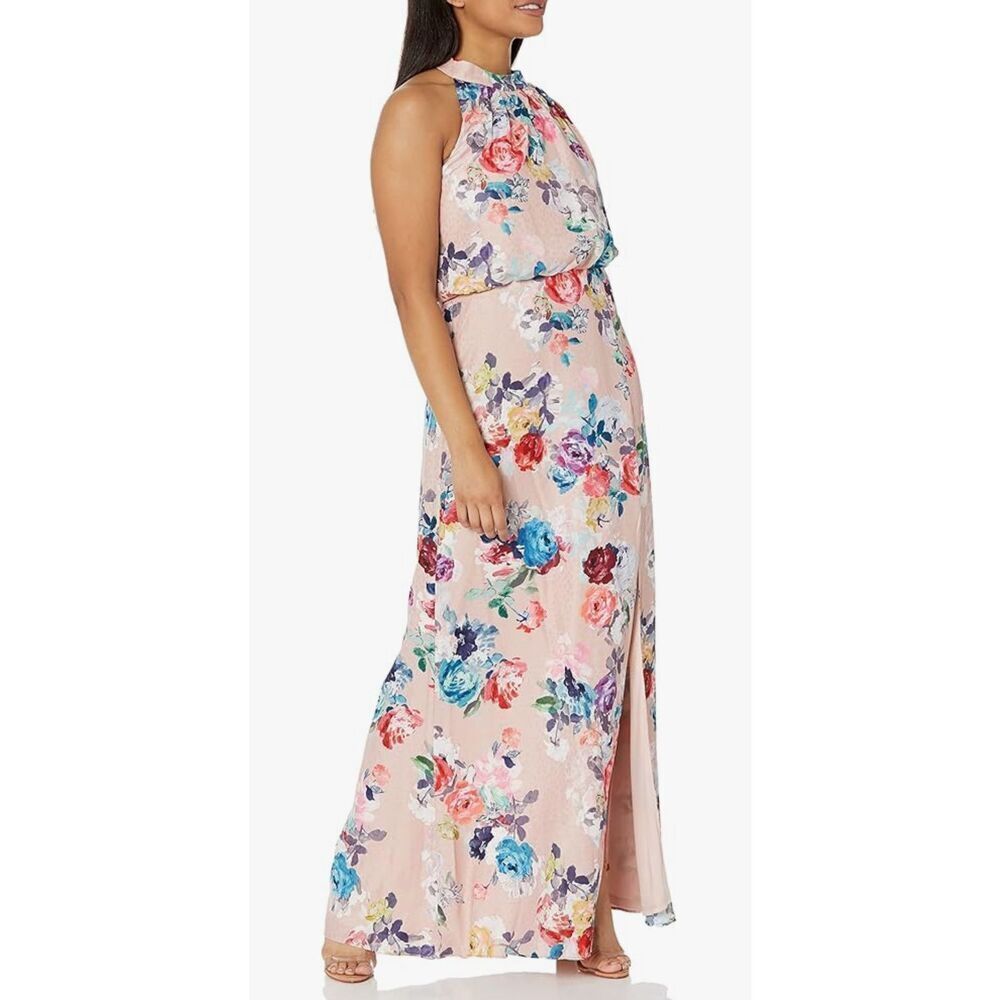 Adrianna Papell Women's Floral Satin Jacquard Gown Size 6